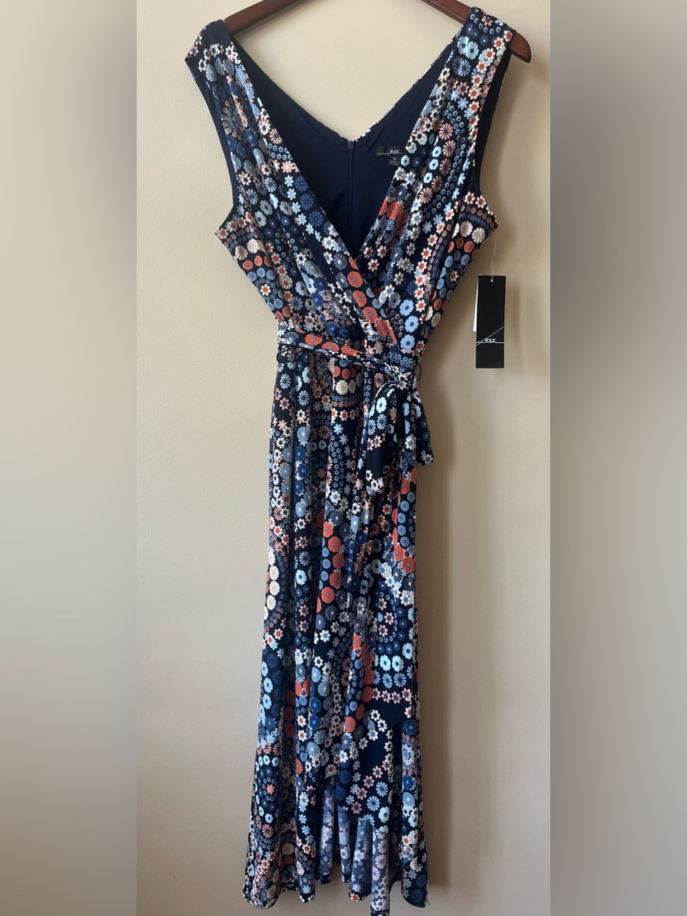 NWT R&K Textured Faux Wrap Midi Dress